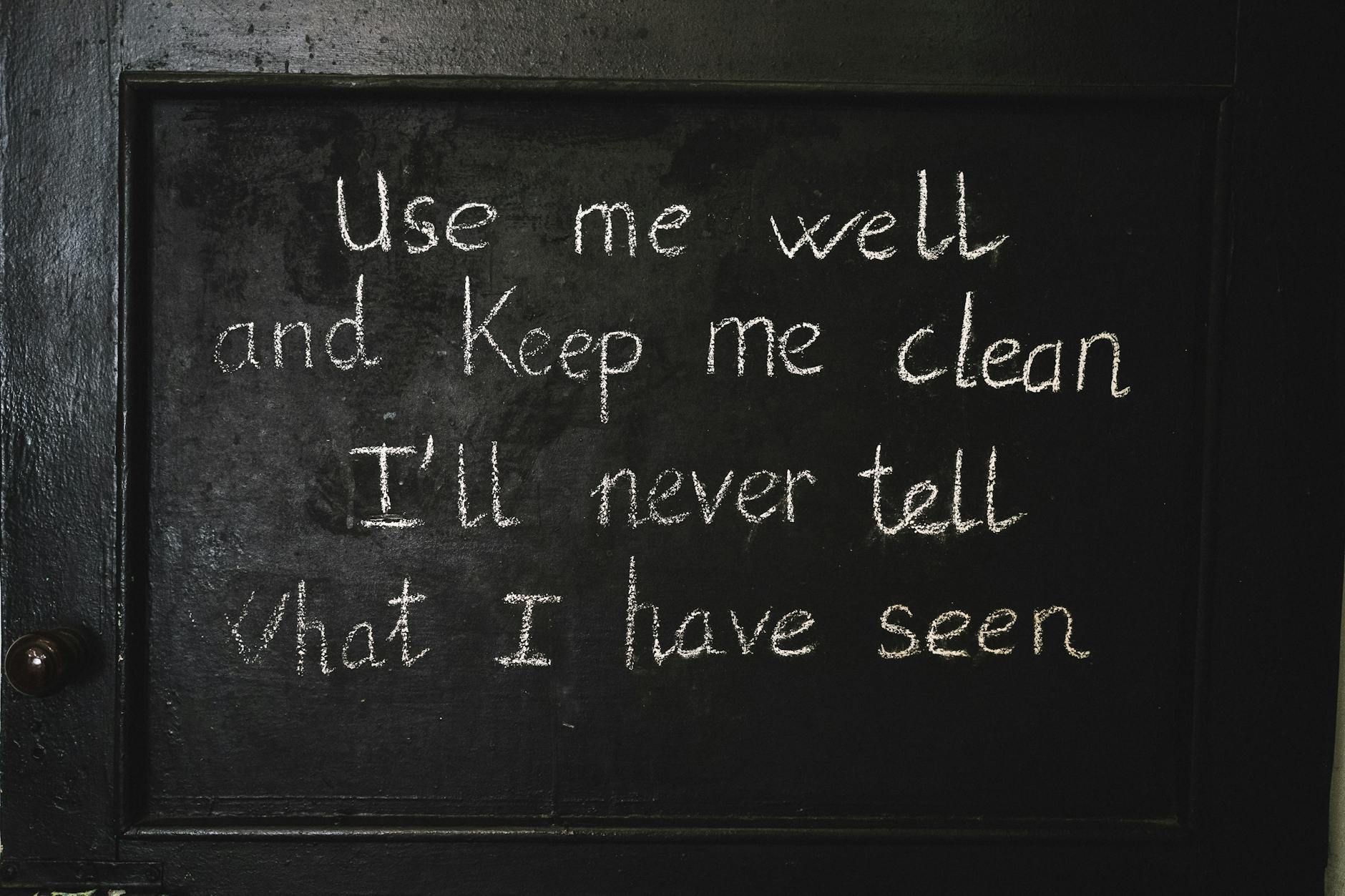 A whimsical bathroom quote on a black chalkboard perfect for interior decor. - empty nest quotes