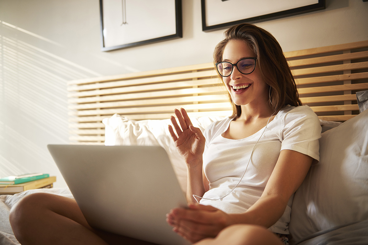 Woman having a conversation online