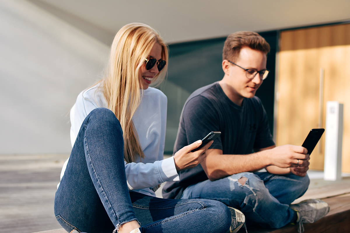 Two people texting