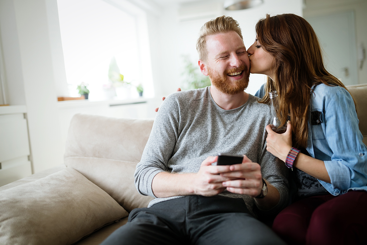 Couple expressing love and affection in their relationship