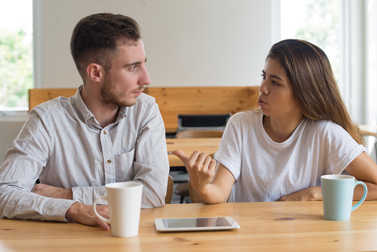 Couple preparing for a difficult conversation