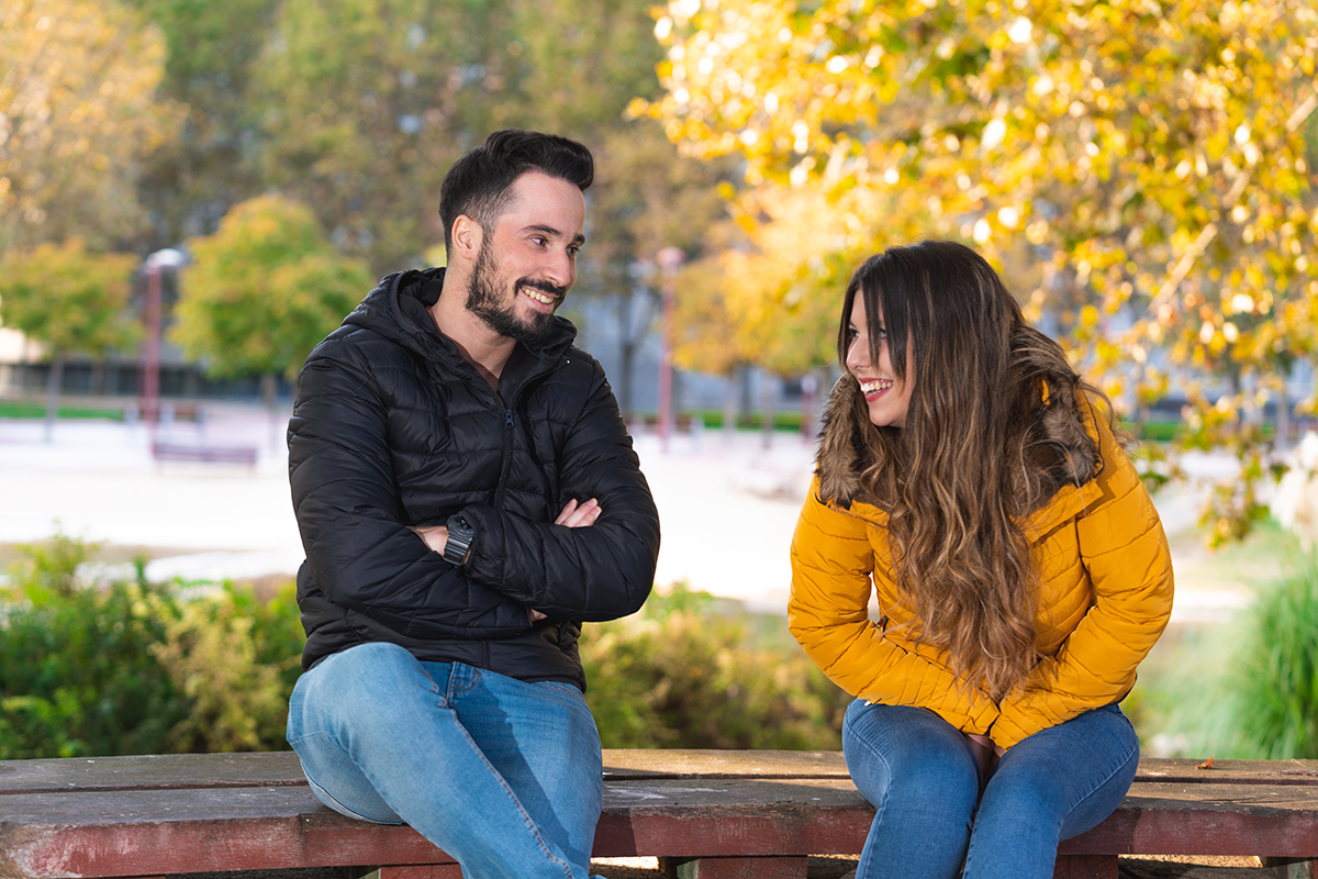 A couple on their first date, enjoying their time together