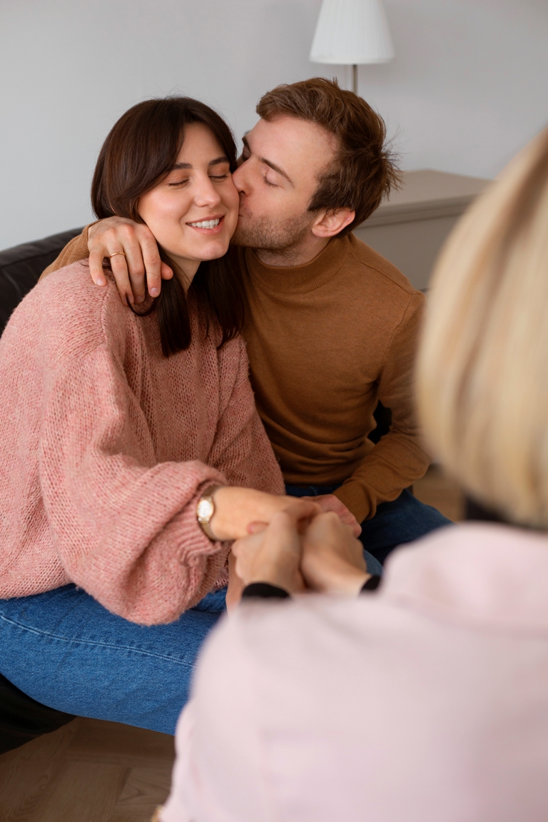 Couple supporting each other in a relationship