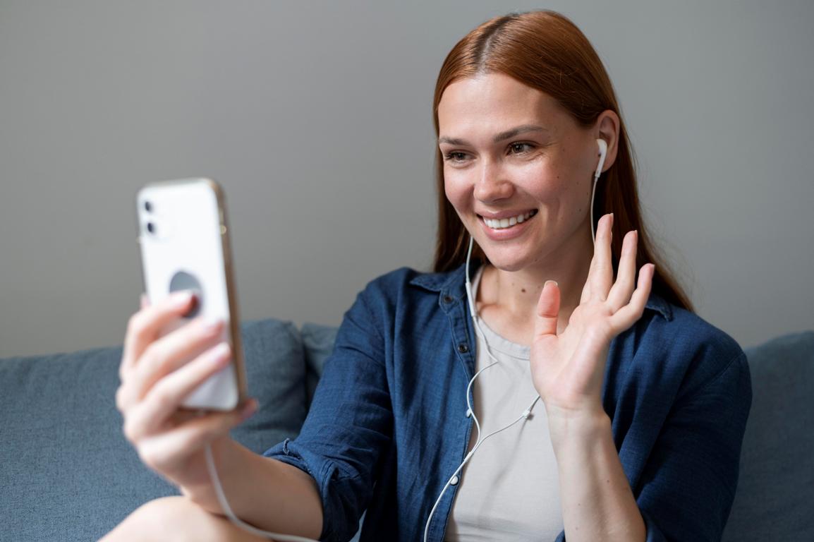 Couple having a video call