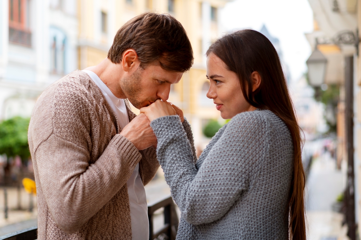 Couple resolving a conflict peacefully