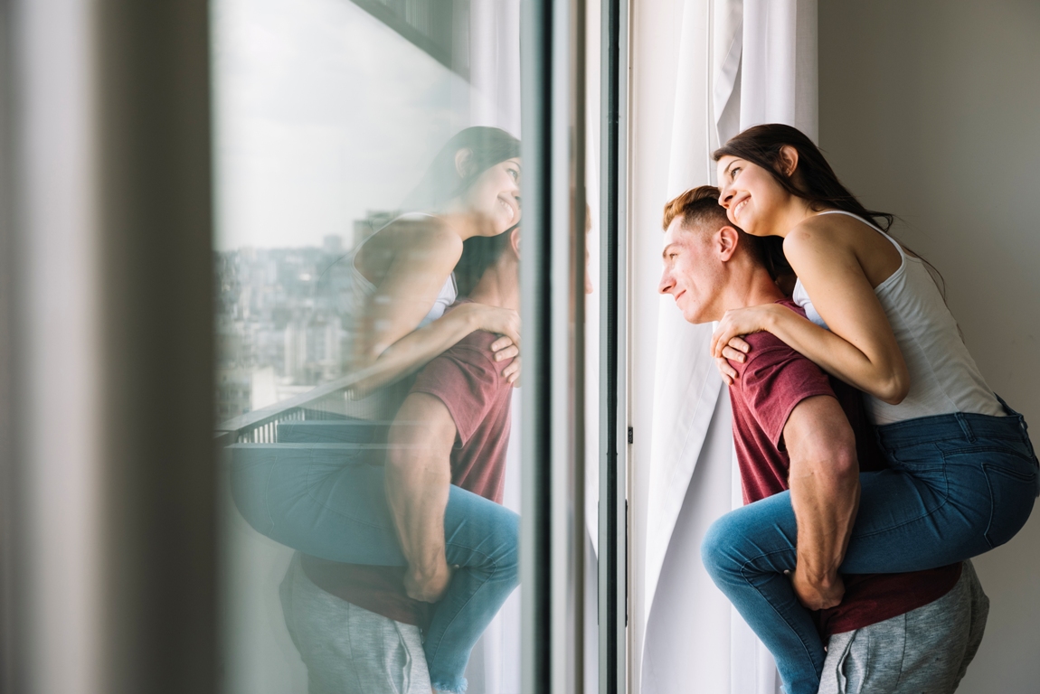 Couple reflecting